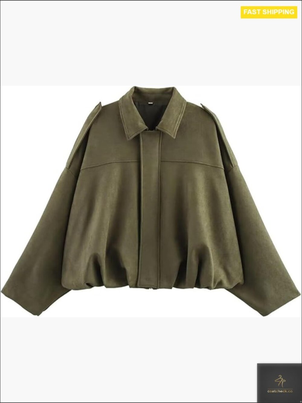 Faux Suede Oversized Bomber Jacket Streetwear Military Pilot Coat Lapel Zip Up